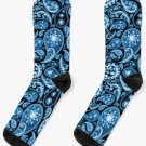 Blue Black And White Paisley Socks