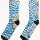 Blue Flowers With Dot Paint Art Pattern Socks