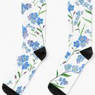 Blue Forget Me Not Pattern Watercolor Socks