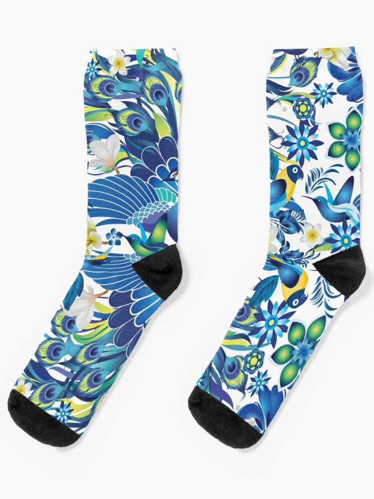 Blue Peacock Love Socks