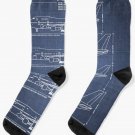 Boeing 747 Family Blueprint (dark Blue) Socks