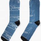 Boeing 747 Family Blueprint (light Blue) Socks