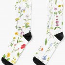 Botanical Colorful Countryside Wildflowers Watercolor Painting Socks