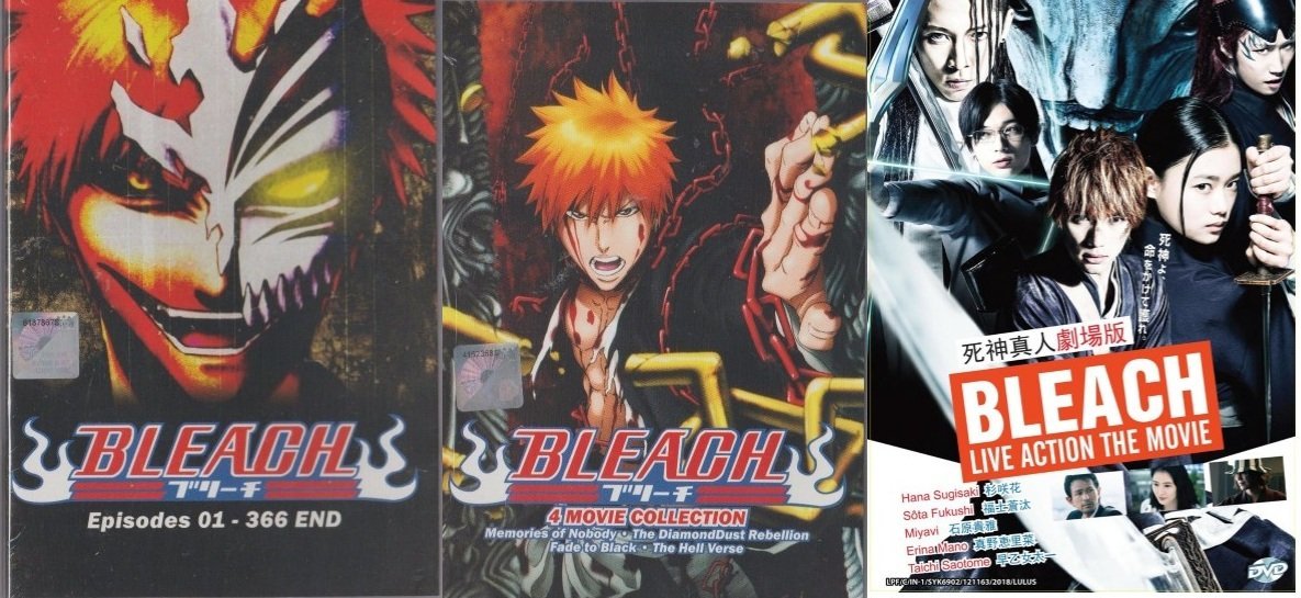 Anime DVD Bleach Vol.1-366 End + Movie + Live Action English Dubbed Free Ship