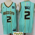 Youth Charlotte Hornets #2 LaMelo Ball Jersey 2021 Green City Edition Swingman Basketball