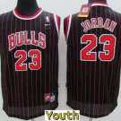 Youth Chicago Bulls #23 Michael Jordan Jersey Black Pinstripe Throwback Basketball