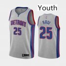 Youth Detroit Pistons #25 Derrick Rose Basketball Stitched Jersey Gray