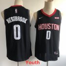 Youth Houston Rockets #0 Russell Westbrook Black Basketball Jersey Stitched