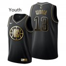 Youth LA Clippers #13 Paul George Black Golden Edition Basketball Jersey Stitched