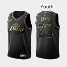 Youth LeBron James #23 Los Angeles Lakers Black Gold Edition Jersey Stitched