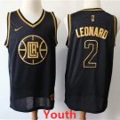 Youth Los Angeles Clippers #2 Kawhi Leonard Black Gold Edition Jersey Stitched