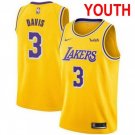 Youth Los Angeles Lakers #3 Anthony Davis Basketball Jersey Yellow Stitched