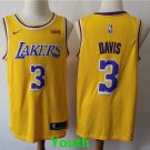 Youth Los Angeles Lakers #3 Anthony Davis Yellow Basketball Jersey Stitched