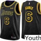 Youth Los Angeles Lakers #6 Lebron Jame Basketball Jersey Black Stitched