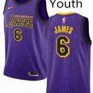 Youth Los Angeles Lakers #6 Lebron Jame Basketball Stitched Jersey Purple