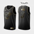 Youth Miami Heat #3 Dwyane Wade Black Gold Edition Basketball Jersey Stitched