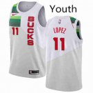 Youth Milwaukee Bucks #11 Brook Lopez White Swingman Jersey Earned Edition