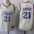 Youth Philadelphia 76ers #21 Joel Embiid Basketball Jersey Beige Stitched