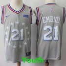 Youth Philadelphia 76ers #21 Joel Embiid Basketball Jersey City Edition Gray