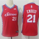 Youth Philadelphia 76ers #21 Joel Embiid Red Basketball Jersey Stitched