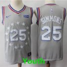 Youth Philadelphia 76ers #25 Ben Simmons Basketball Jersey City Edition Gray