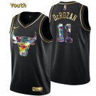 Youth,kids Chicago Bulls #11 DeMar DeRozan Jersey 2021-22 Golden Edition Diamond Black Swingman