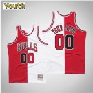 Youth,kids Chicago Bulls #00 Custom Name Number Jersey Red White Split Classics Basketball