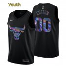 Youth,kids Chicago Bulls #00 Custom Name Number Jersey Iridescent Holographic Black Basketball