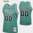 Youth,kids Chicago Bulls #00 Custom Name Number Jersey Green Classics Throwback Basketball