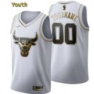 Youth,kids Chicago Bulls #00 Custom Name Number Jersey Golden Edition White Swingman Basketball