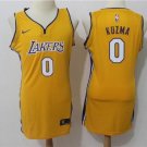 Women Los Angeles Lakers #0 Kyle Kuzma Yellow Dress Basketball Jersey