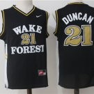 Men's Tin Duncan #21 Wake Forest College Basketball Jersey Stitched Black