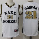 Men's Tin Duncan #21 Wake Forest College Basketball Jersey Stitched White