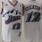 Men's Utah Jazz #12 John Stockton Throwback Basketball Jersey White Stitched