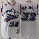 Men's Utah Jazz #32 Karl Malone Throwback Basketball Jersey White Stitched