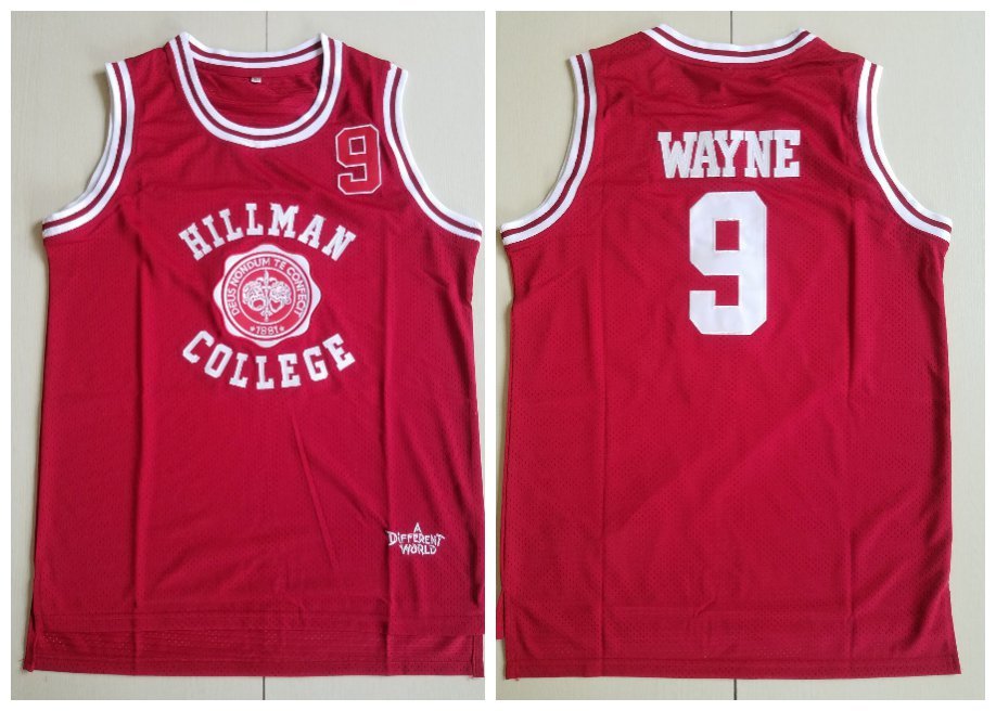Men's A Different World Dwayne Wayne Hillman #9 College Basketball Red Jersey Sewn