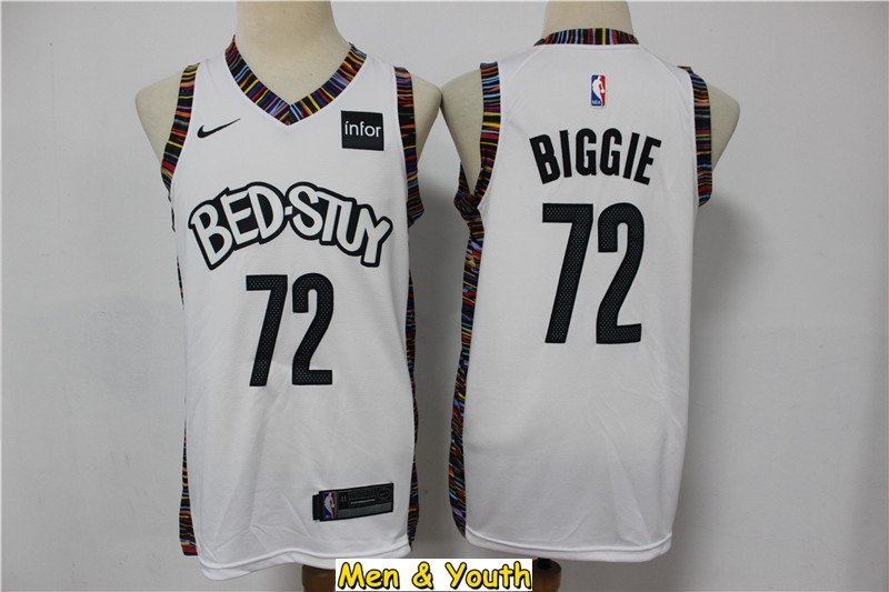 men's Brooklyn Nets #72 Notorious B.I.G. Biggie Music Jersey White City Edition