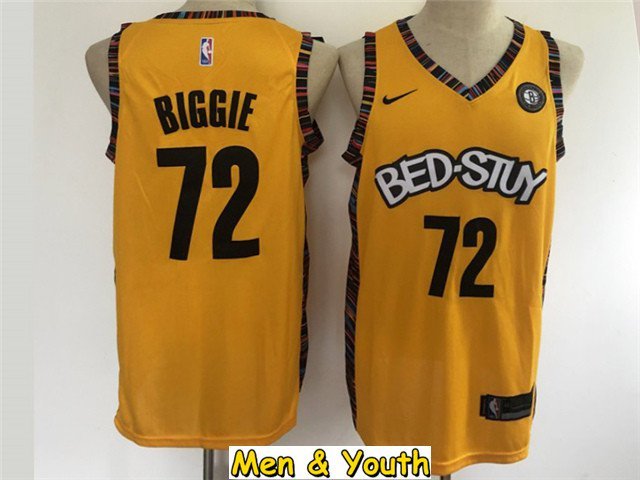 Men's Brooklyn Nets #72 Notorious B.I.G. Biggie Music Jersey Yellow Swingman Basketball