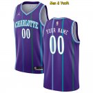 Men's Charlotte Hornets #00 Custom Name Number Jersey Purple Classics Edition Basketball