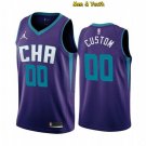 Men's Charlotte Hornets #00 Custom Name Number Jersey Purple Statement Edition