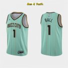 men's & youth Charlotte Hornets #1 LaMelo Ball Jersey 2023 Green City Edition Swingman Basketball