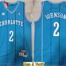 men's & youth Charlotte Hornets #2 Larry Johnson Jersey Blue Classics Throwback Basketball