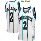 men's & youth Charlotte Hornets #2 Larry Johnson Jersey White Classics Reload Swingman Basketball