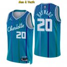 men's & youth Charlotte Hornets #20 Gordon Hayward Jersey 75th Diamond 2022 Blue City Edition