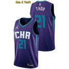 men's & youth Charlotte Hornets #21 JT Thor Jersey Purple Statement Edition Swingman Basketball