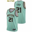 men's & youth Charlotte Hornets #21 JT Thor Jersey Teal Buzz City Swingman Basketball