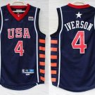 Men's & Youth Allen Iverson #4 Throwback 2004 Team USA BasketBall Jersey Navy Stitched