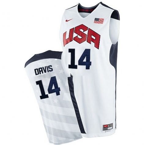 Men's & Youth Anthony Davis #14 Throwback 2012 Team USA BasketBall Jersey White Stitched