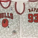 Men's & Youth BAPE Joint Chicago Bulls #93 Retro Basketball Jersey White Stitched