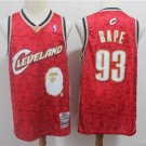 Men's & Youth BAPE Joint Cleveland Cavaliers #93 Retro Basketball Jersey Red Stitched